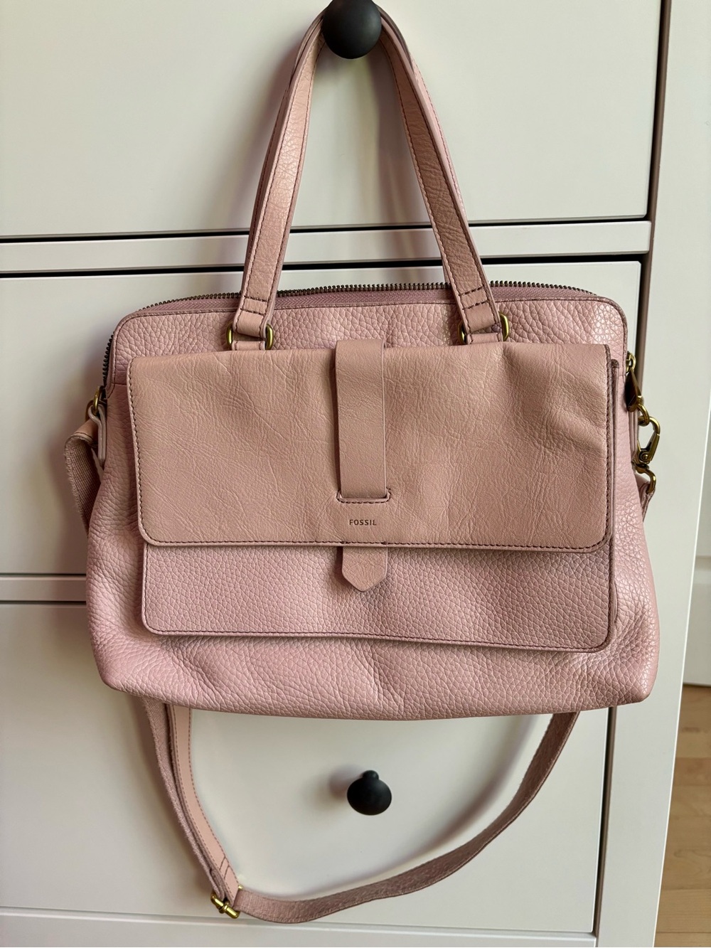 Fossil Large Leather Kinley Bag in Light Pink